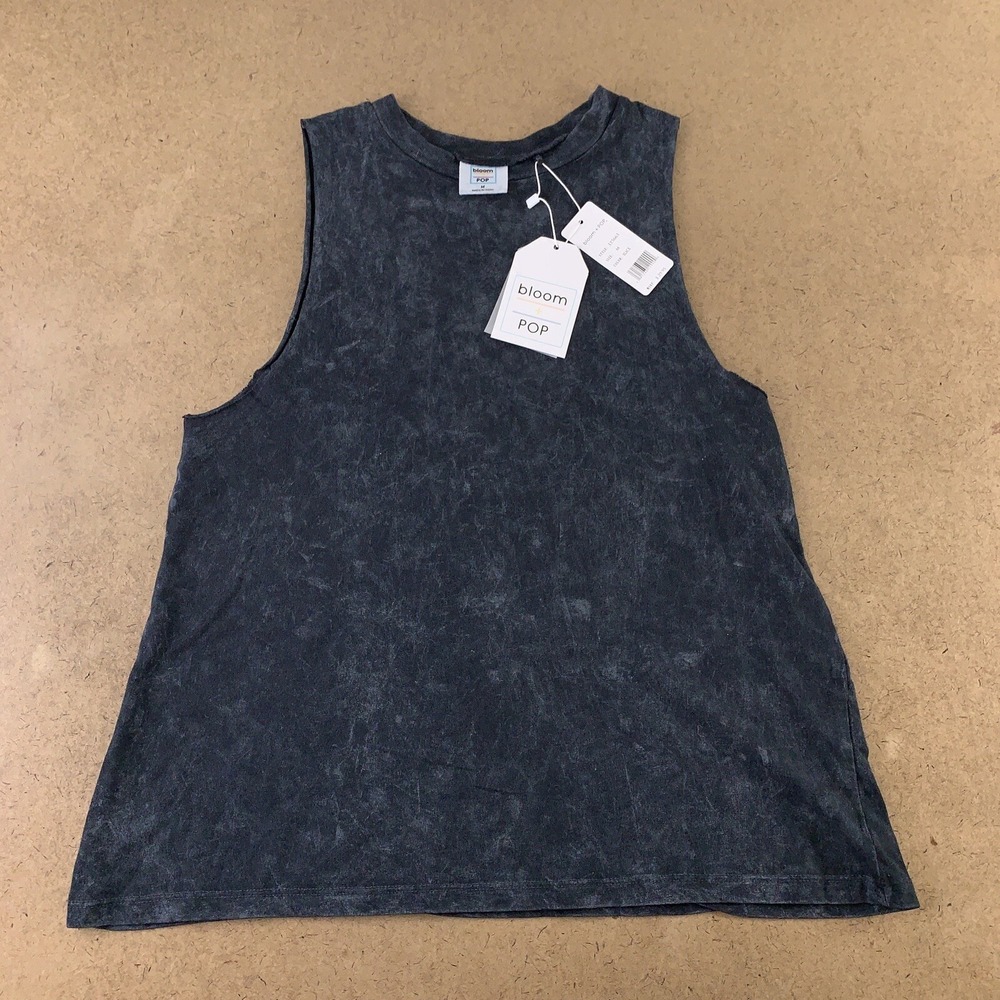 Bloom + Pop Women's Size Medium Black Washed Crew Neck Sleeveless Tank Top NWT